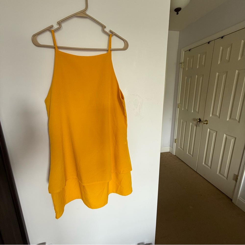 Gold Asymmetrical Sleeveless Camisole dress